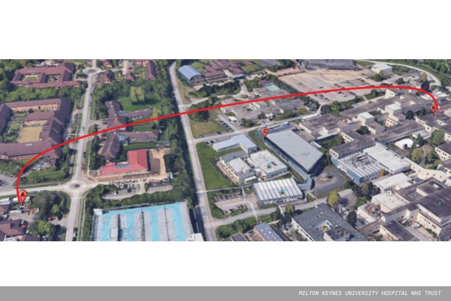 Drone test at Milton Keynes Hospital